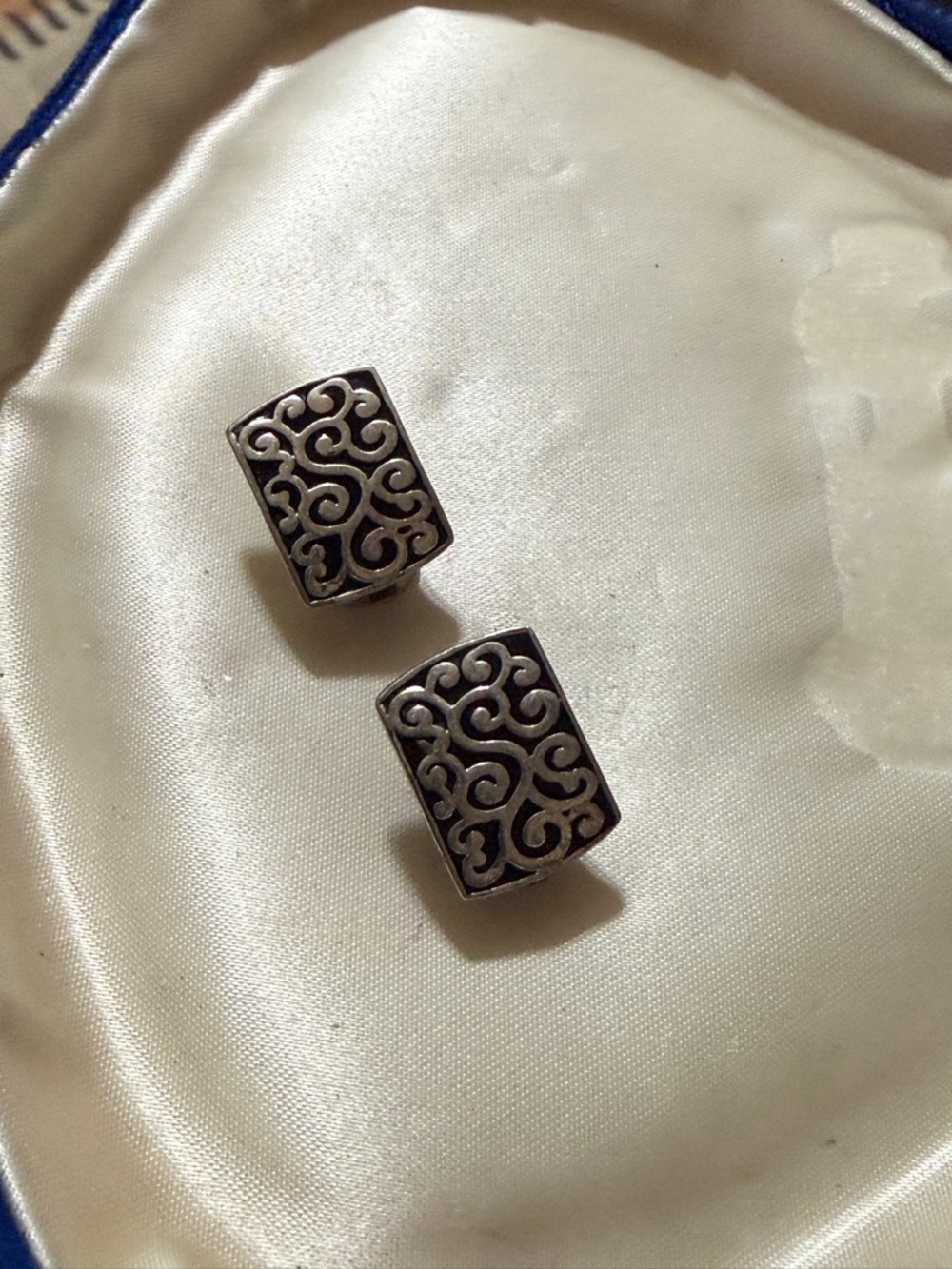 Silver tone Scroll Rectangle Earrings - Silver premiere designs